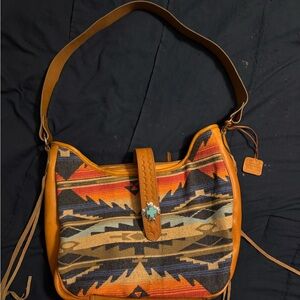 Ariat Southwest Pattern Leather Shoulder Bag